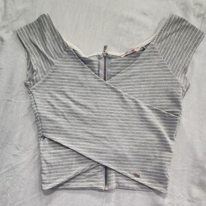 Grey Wrap-Look Crop Top (M)